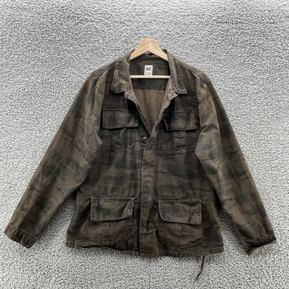 NSF Jacket Womens Large Army Green Camo Military Field Lightweight USA